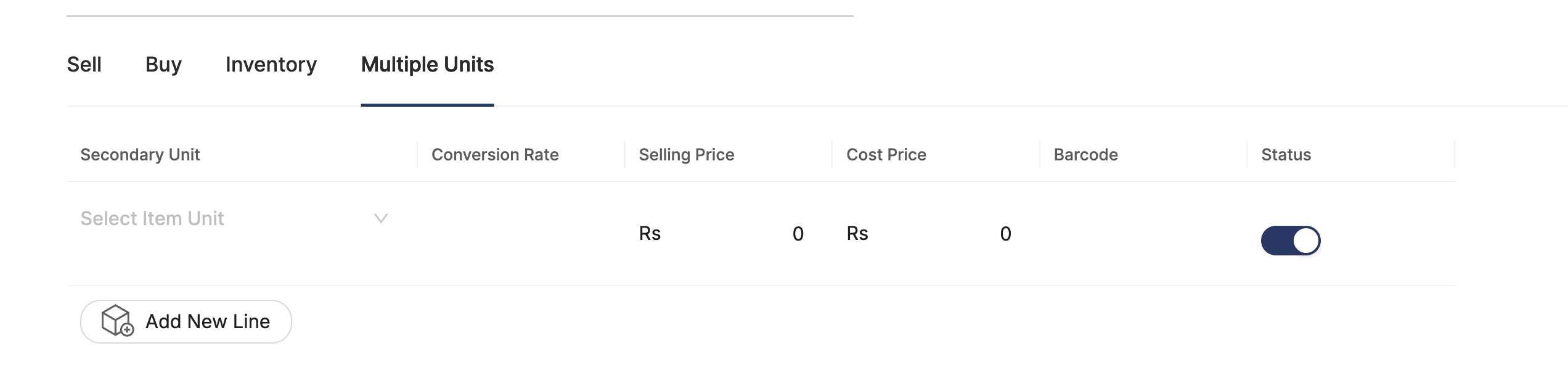 Multiple Units Tab Settings